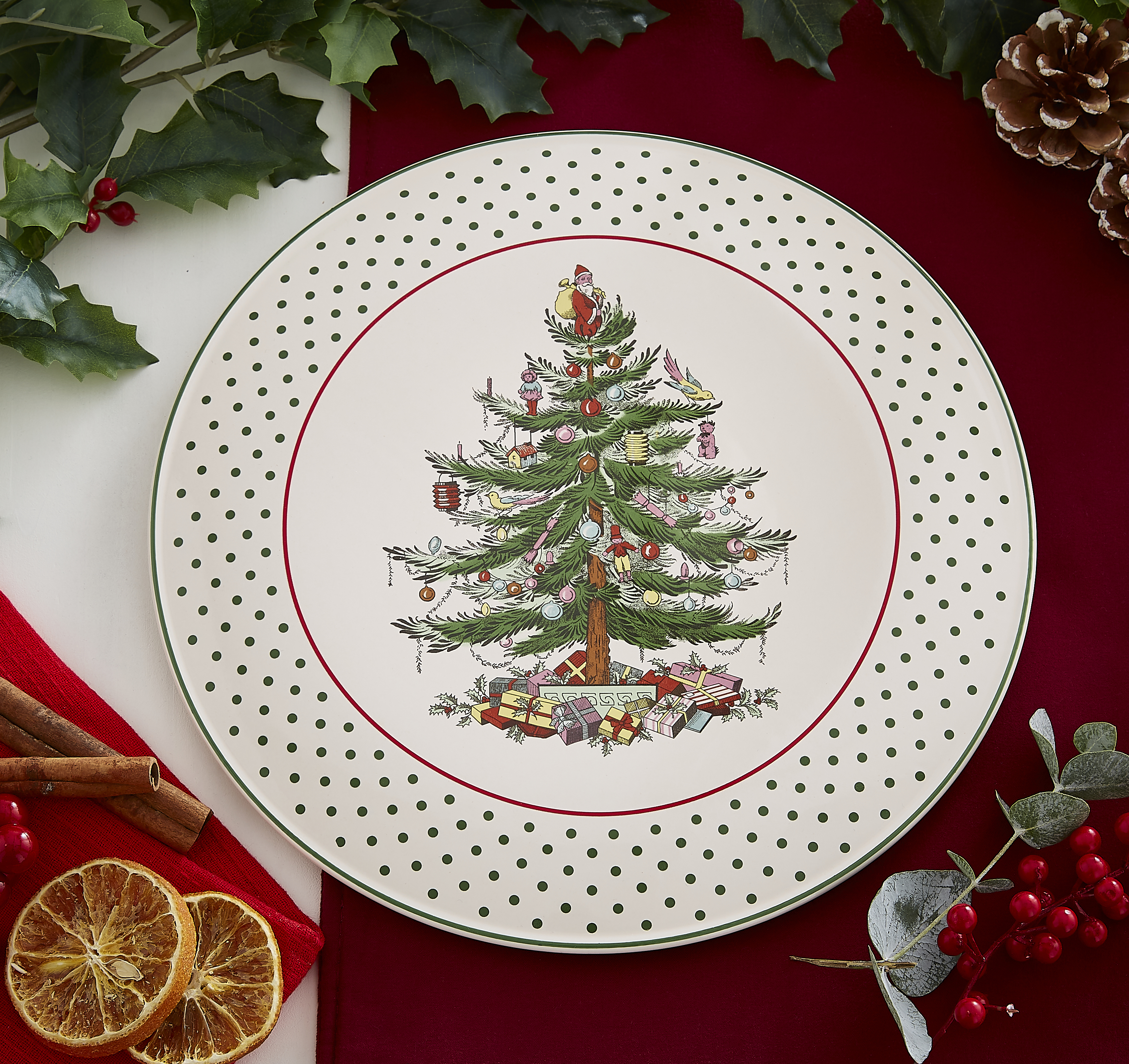 Christmas Tree Polka Dot Cake Plate image number null